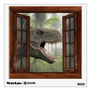 Tyrannosaurus T-Rex Dinosaur Faux Window Wall Decal