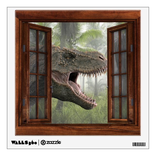 Tyrannosaurus T-Rex Dinosaur Faux Window Wall Decal (Front)