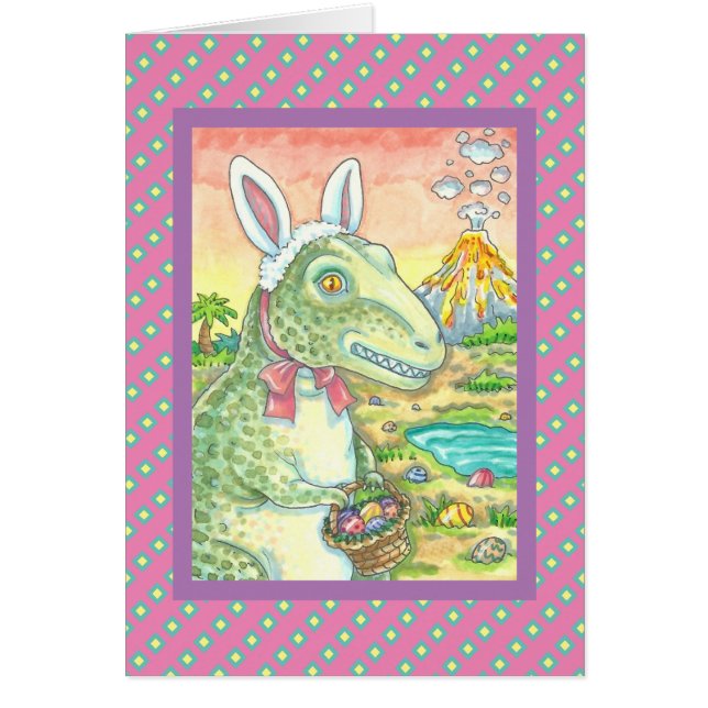 TYRANNOSAURUS T REX EASTER BUNNY NOTE CARD Verse (Front)