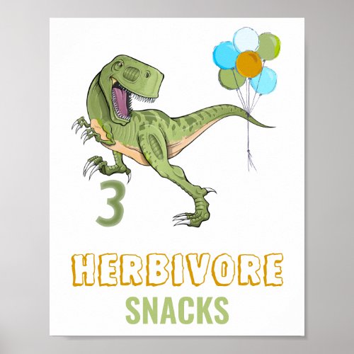 Tyrannosaurus Three Rex Dino 3rd Birthday Poster