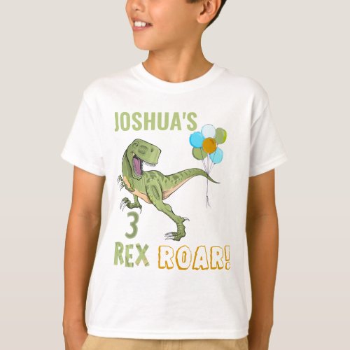 Tyrannosaurus Three Rex Dino 3rd Birthday  T_Shirt