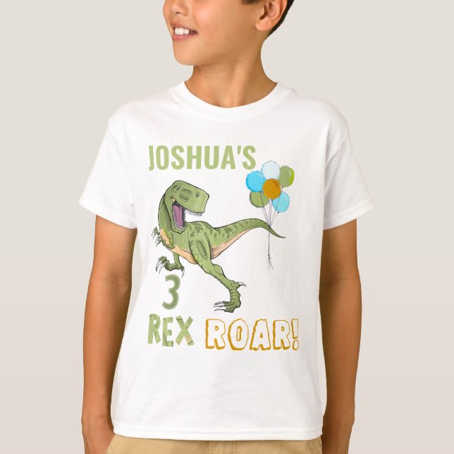 Tyrannosaurus Three Rex Dino 3rd Birthday  T-Shirt (Front)