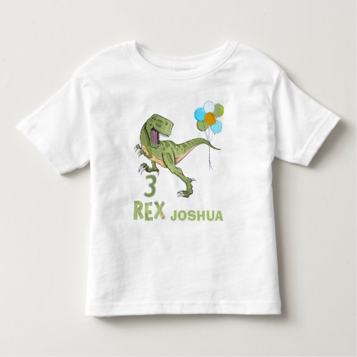 Tyrannosaurus Three Rex Dino 3rd Birthday Toddler T_shirt