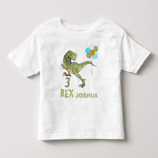 Tyrannosaurus Three Rex Dino 3rd Birthday Toddler T-shirt (Front)