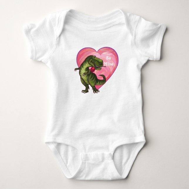 Tyrannosaurus Valentine's Day Baby Bodysuit (Front)