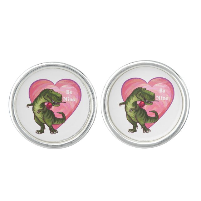 Tyrannosaurus Valentine's Day Cufflinks (Front)