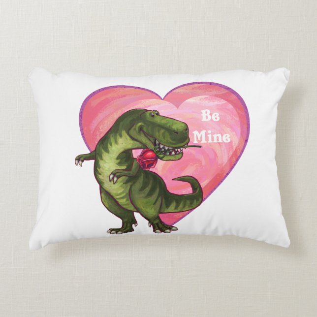 Tyrannosaurus Valentine's Day Decorative Pillow (Front)
