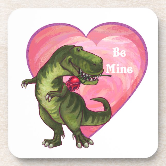 Tyrannosaurus Valentine's Day Drink Coaster (Front)