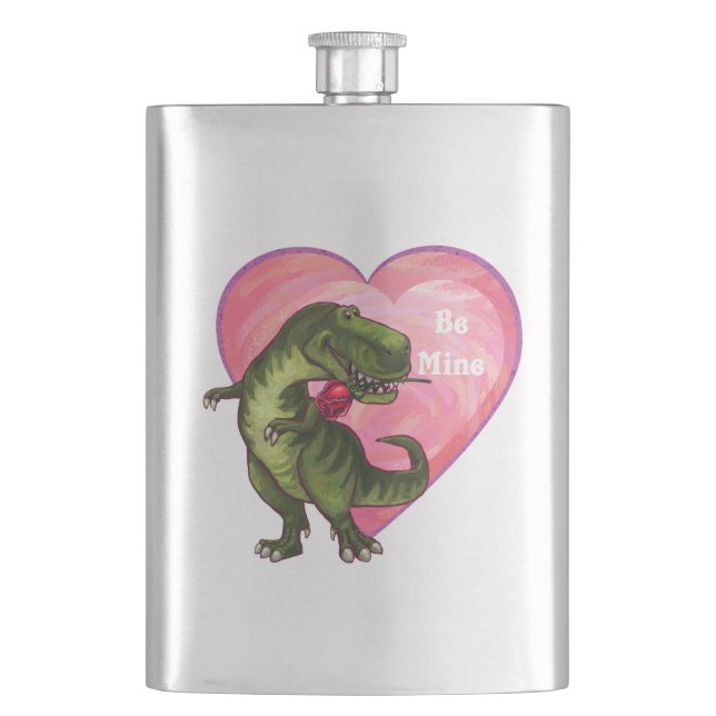 Tyrannosaurus Valentine's Day Hip Flask (Front)