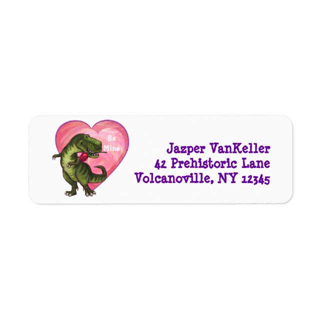 Tyrannosaurus Valentine's Day Label (Front)