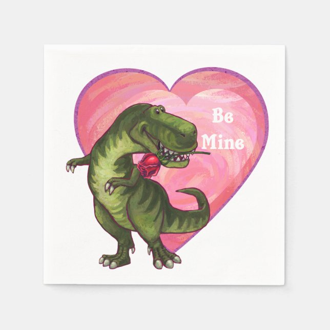 Tyrannosaurus Valentine's Day Paper Napkins (Front)
