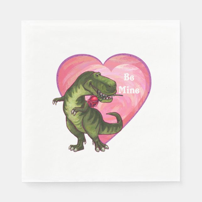 Tyrannosaurus Valentine's Day Paper Napkins (Front)