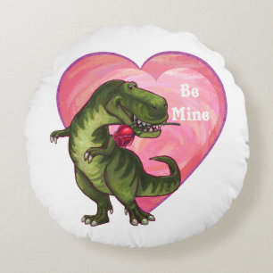 Tyrannosaurus Valentine's Day Round Pillow