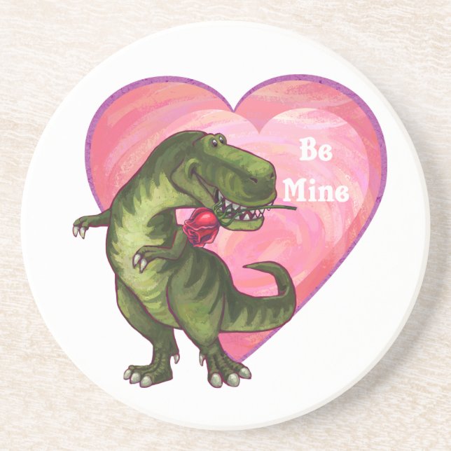 Tyrannosaurus Valentine's Day Sandstone Coaster (Front)