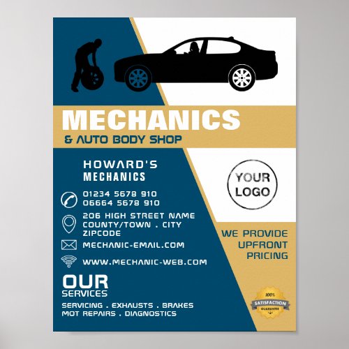 Tyre Change Auto Mechanic  Repairs Advertising Poster