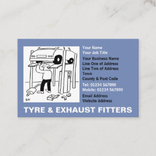 Tyre & Exhaust Fitters Cartoon Business Card