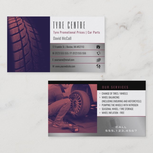 Tyre Store Services | Car Parts Business Card (Front/Back)
