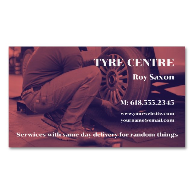 Tyre Store Services | Car Parts Business Card Magnet (Front)