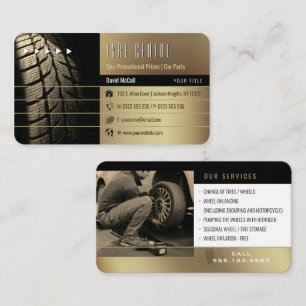Tyre Store Services   Car Parts Gold Business Card