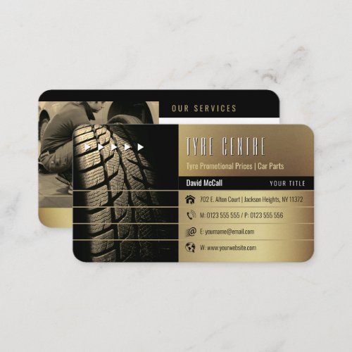 Tyre Store Services  Car Parts Gold Business Card