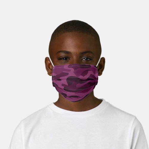 Tyrian Purple Monocolor Camo Kids Cloth Face Mask