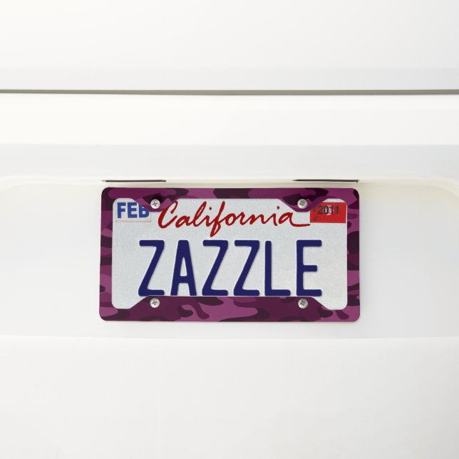 Tyrian Purple Monocolor Camo License Plate Frame (On Car)