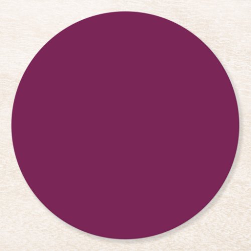 Tyrian Purple Solid Color Round Paper Coaster