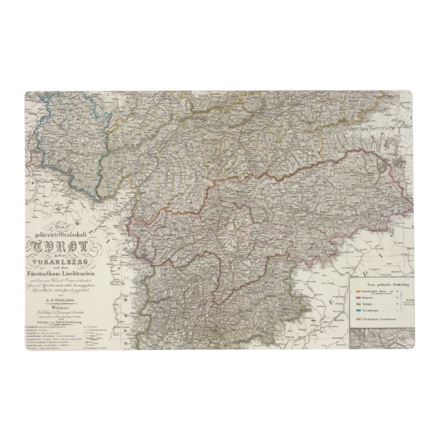 Tyrol, Voralberg, Liechtenstein Placemat (Front)