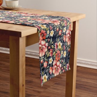 Tyrolean Flower Bouquets on Navy Fleece 