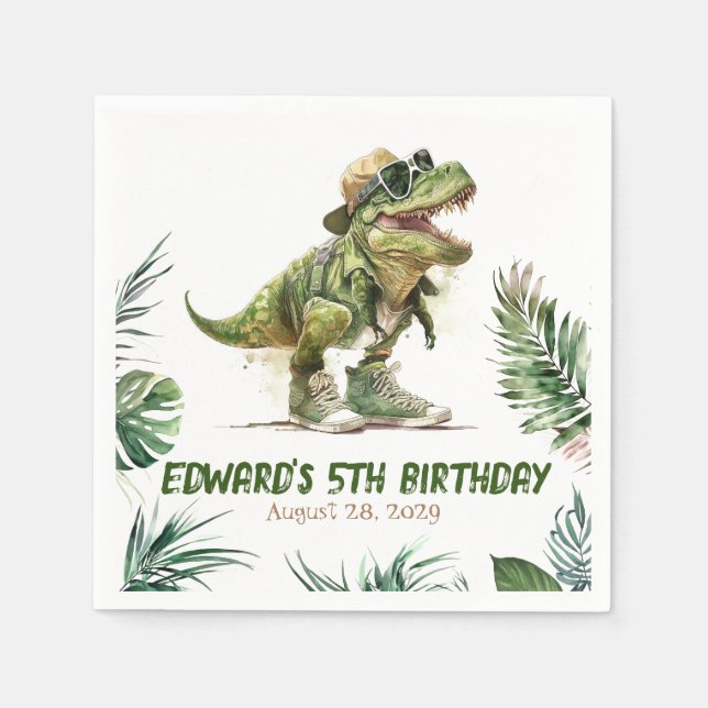 Tyronasaurus Rex Dinosaur Birthday Party Napkins (Front)