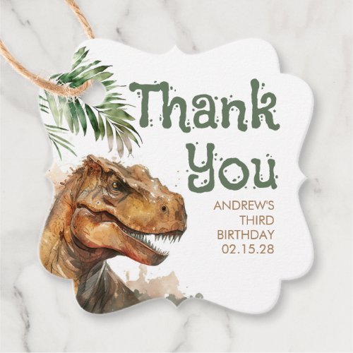 Tyronasaurus Rex Dinosaur Birthday Thank You Favor Tags