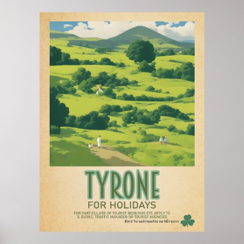 Tyrone Ireland Retro Irish Travel Advert Poster