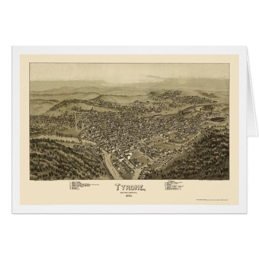 Tyrone, PA Panoramic Map - 1895 Cards (Front Horizontal)