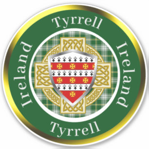 Tyrrell Irish Shield/Celtic Cross Personalized Sticker