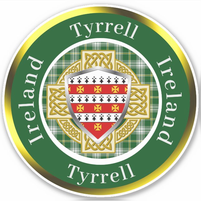 Tyrrell Irish Shield/Celtic Cross Personalized Sticker (Front)