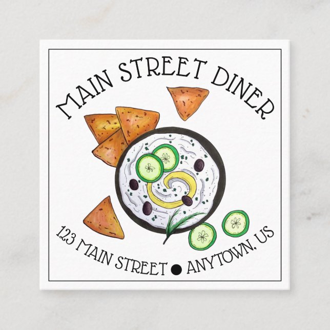 Tzatziki Greek Meze Dip Mediterranean Food Greece Square Business Card (Front)