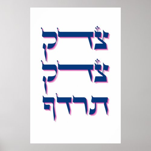 Tzedek Tzedek Tirdof _ Pursue Justice Torah Quote Poster