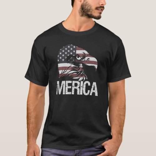 U2018merica Vintage American Flag Bald Eagle  July T_Shirt