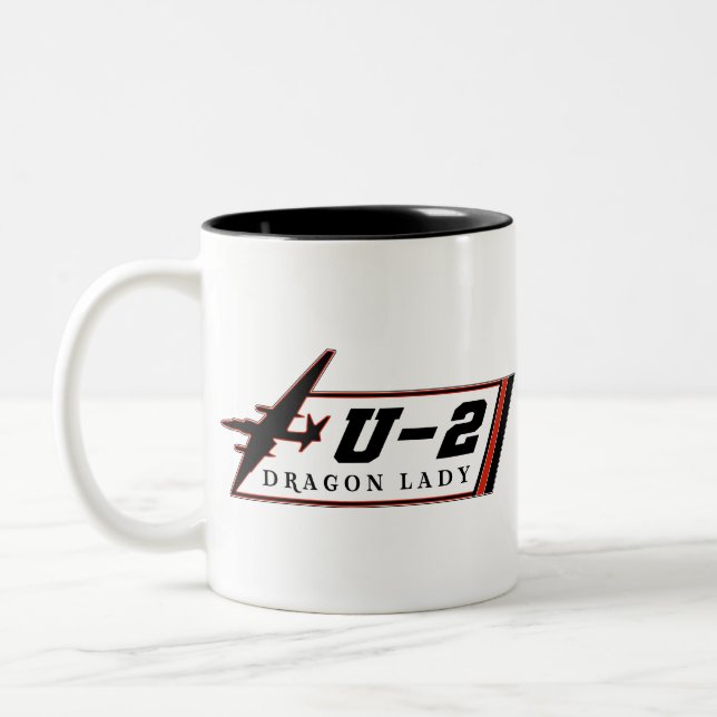 U2 Dragon Lady spy plane Two-Tone Coffee Mug (Left)