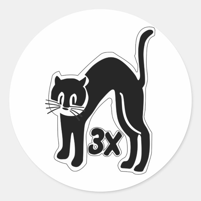 u48 cat times 3 classic round sticker (Front)