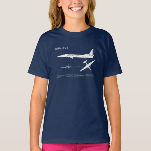 U-2 Dragon Lady - Airplane Blueprint Plans ABD T-Shirt (Front)