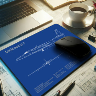 U-2 Dragon Lady - Airplane Blueprint Plans AD Mouse Pad