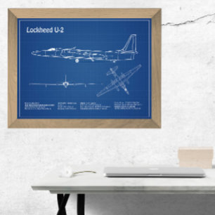U-2 Dragon Lady - Airplane Blueprint Plans AD Photo Print