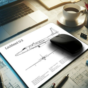 U-2 Dragon Lady - Airplane Blueprint Plans BD Mouse Pad
