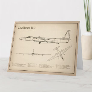 U-2 Dragon Lady - Airplane Blueprint Plans SD Thank You Card