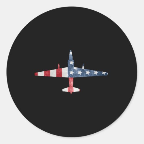 U_2 Dragon Lady Spy Plane American Flag Military Classic Round Sticker