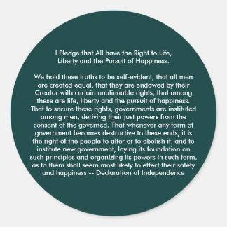!!! U Create Declaration of Independence Classic Round Sticker