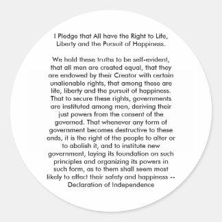 !!! U Create Declaration of Independence Classic Round Sticker