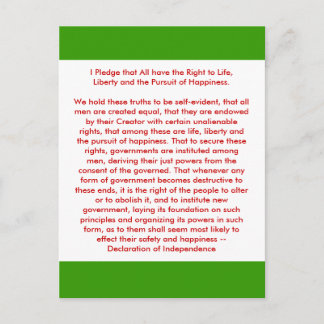 !!! U Create Declaration of Independence Postcard