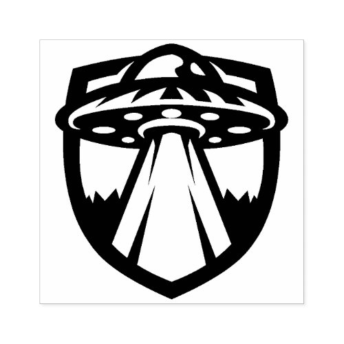 UFO Flying Saucer Logo Rubber Stamp
